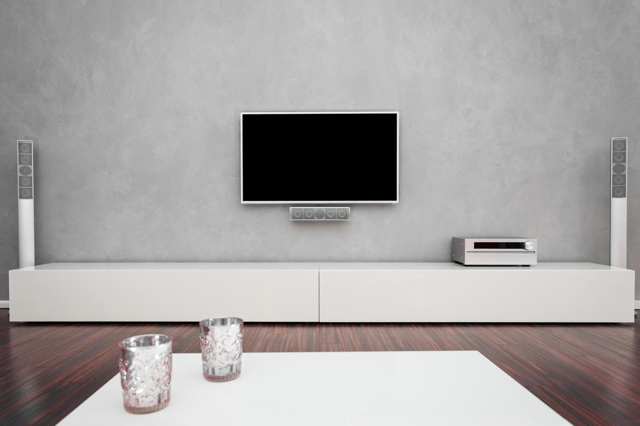 Modernes Sideboard designen Sideboard weiß an grauer Wand